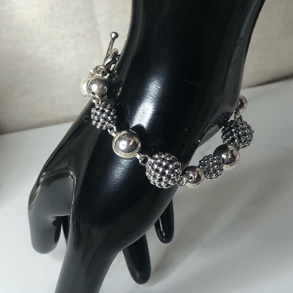 MICHAEL DAWKINS Starry Night Sterling Silver and Pearl Bracelet Toggle Bracelet - Picture 6 of 17